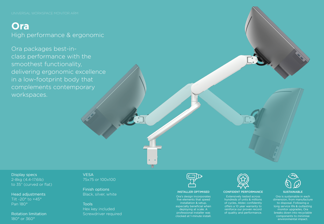 Atdec Ora Monitor Arm mount