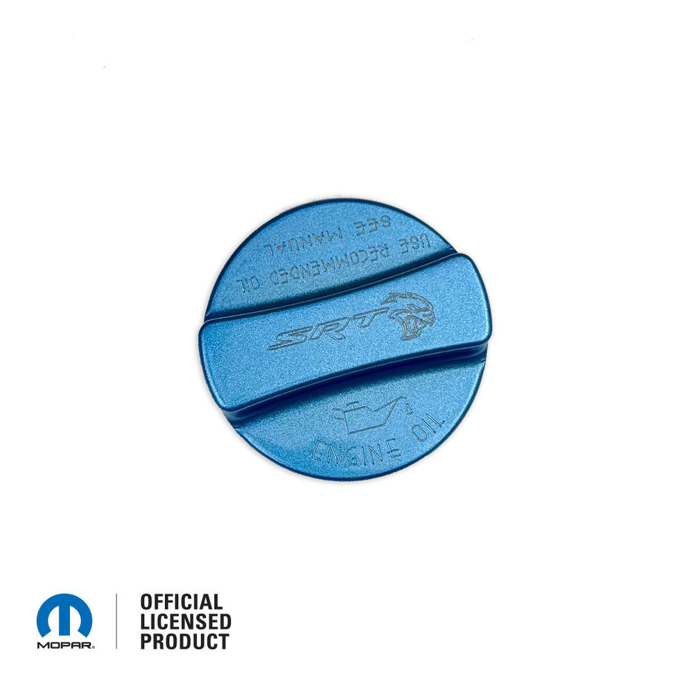 *In Stock* PQD B5 Blue 2008-up Dodge Oil Fill Cap Cover with Engraved SRT Hellcat Logo