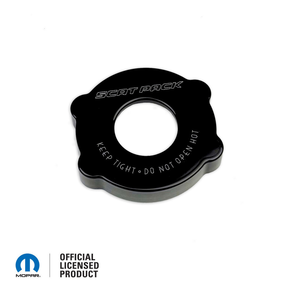 *In Stock* PX8 Black 2015-up Dodge Radiator Cap Cover with Engraved Scat Pack Font