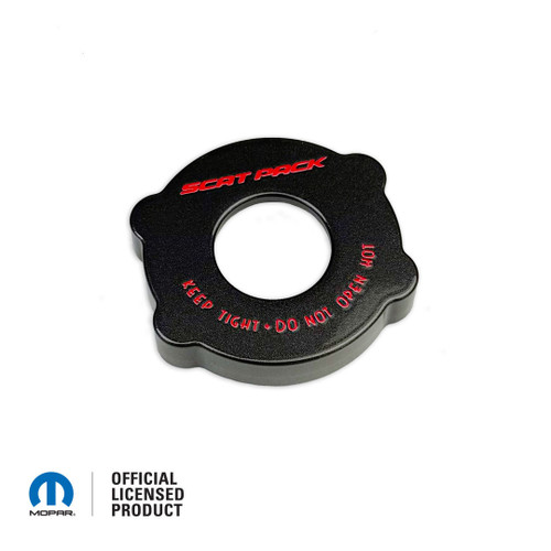 *In Stock* PAU Granite Crystal 2015-up Dodge Radiator Cap Cover with Scat Pack Font in PR3 Torred