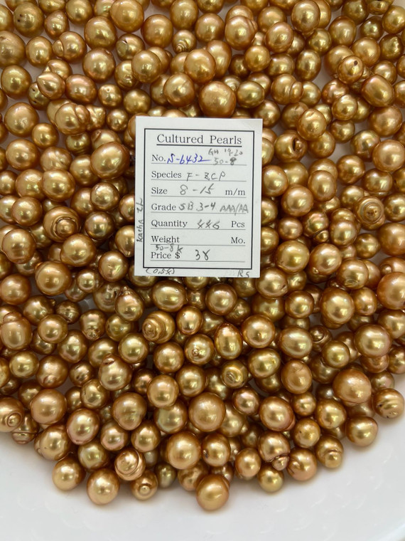 South Sea Dyed Gold - 8 - - 15mm - SB 3-4 AAA/AA - S-6432