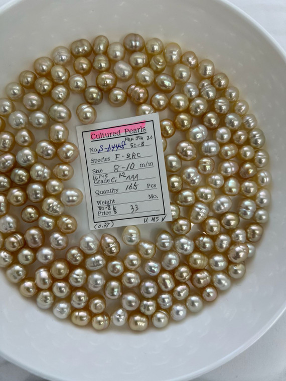 South Sea Natural Gold - 8 - - 10mm - LG/YC CL 1-2 AAA - S-6448