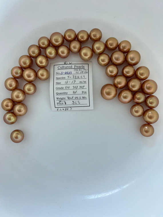 South Sea Dyed Gold - 13 - - 17mm - RN TOPTOP- - <TAG> - S-4423