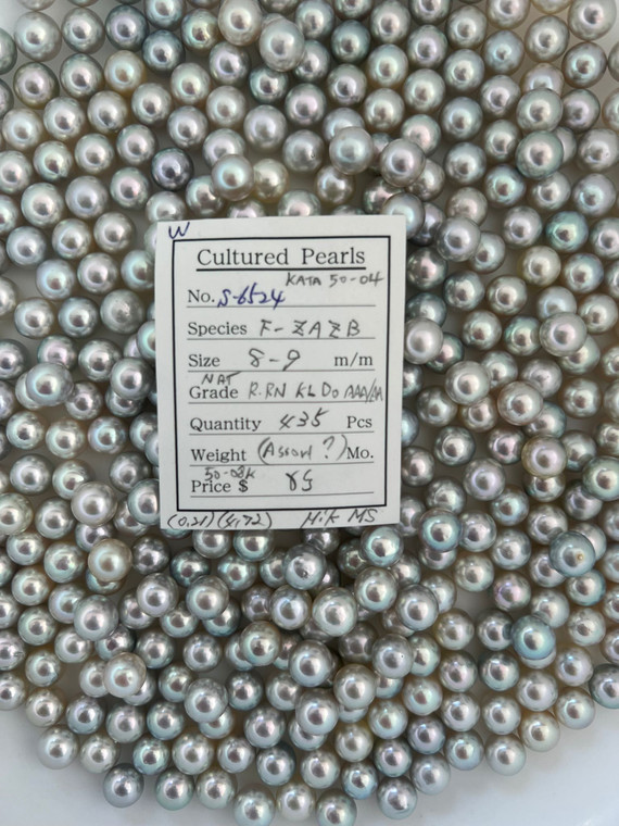 South Sea White - 8 - - 9mm - AKOYA - NAT R-RN KL DO AAA/AA - S-6524