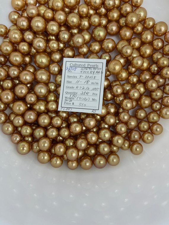 South Sea Dyed Gold - 11 - - 18mm - R 1-2/2 AAA- ( 1 / 2 ) - S-6735