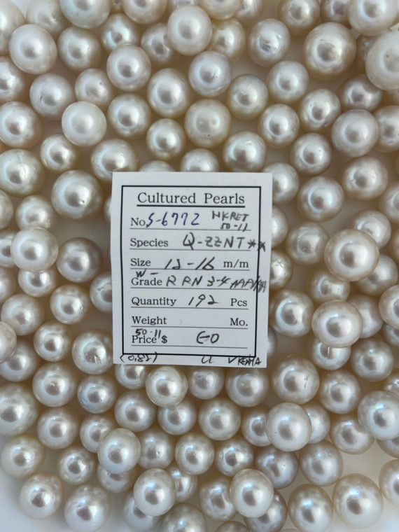 South Sea White - 12 - - 16mm - W- R-RN 3-4 AAA/AA - S-6772
