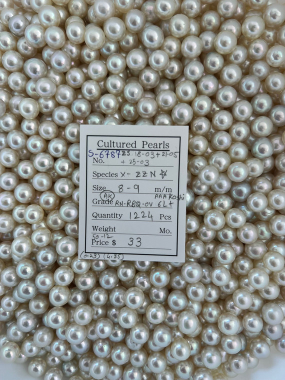 South Sea White - 8 - - 9mm - AKOYA - RN-RBQ-OV 6L+ AAA KOSHI - S-6787