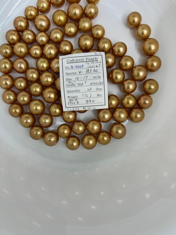 South Sea Dyed Gold - 14 - - 17mm - TOP+- AAA/AA- ( 1 / 2 ) - <TAG> - S-4409