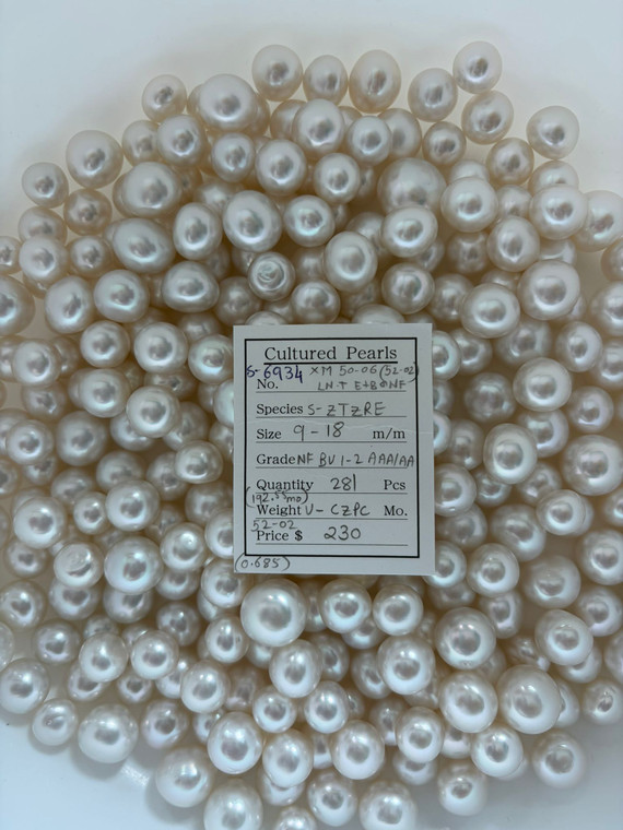 South Sea White - 9 - - 18mm - NF BU 1-2 AAA/AA - S-6934