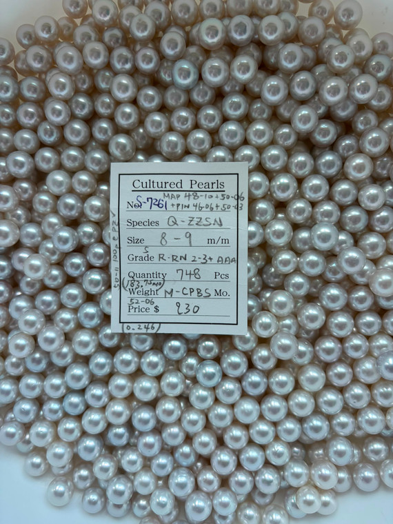 South Sea White - 8 - - 9mm - S R-RN 2-3+ AAA - S-7261