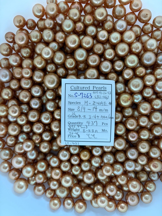 South Sea Dyed Gold - 8 / 9 - - 14mm - SS R-RN 3-4+ AAA/AA - S-7263