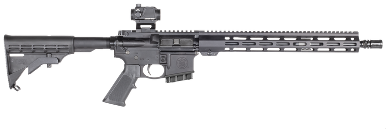 Smith & Wesson M&P15 Sport III CO compliant 5.56 AR-15 rifle with Crimson Trace CTS-106 red dot, fixed stock, and M-LOK handguard