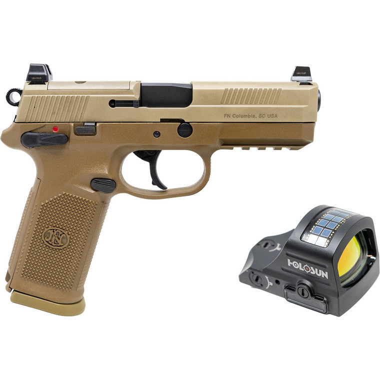 FN America FNX-45 Tactical — .45 ACP, 5.3" Barrel | 10RD | FDE | FREE Holosun 407C