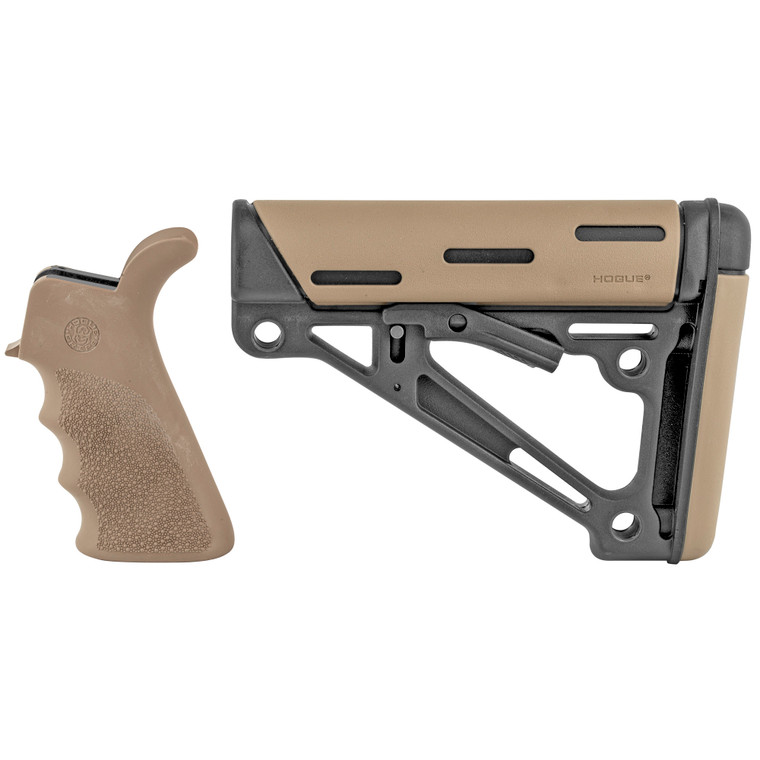 Hogue, OverMolded Kit, Pistol Grip with Beavertail and Finger Grooves, Mil-spec Collapsible Stock, Fits AR-15, Flat Dark Earth
