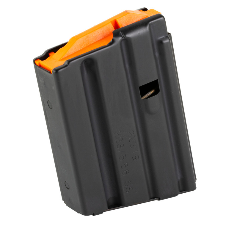 DURAMAG, Magazine, 223 Remington/556NATO, 10 Rounds, Fits AR Rifles, Stainless Steel, Orange Anti-Tilt AGF Follower, Black