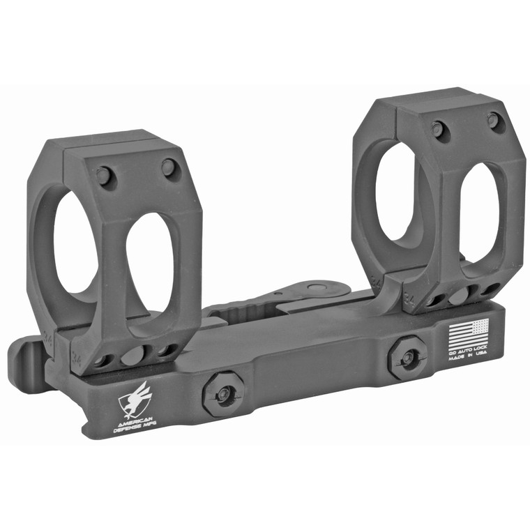 American Defense Mfg., AD-RECON-SL Scope Mount, Dual Quick Detach, Vertical Spit Rings, 2" Offset, 34MM, High Height, Titanium Lever System, Black