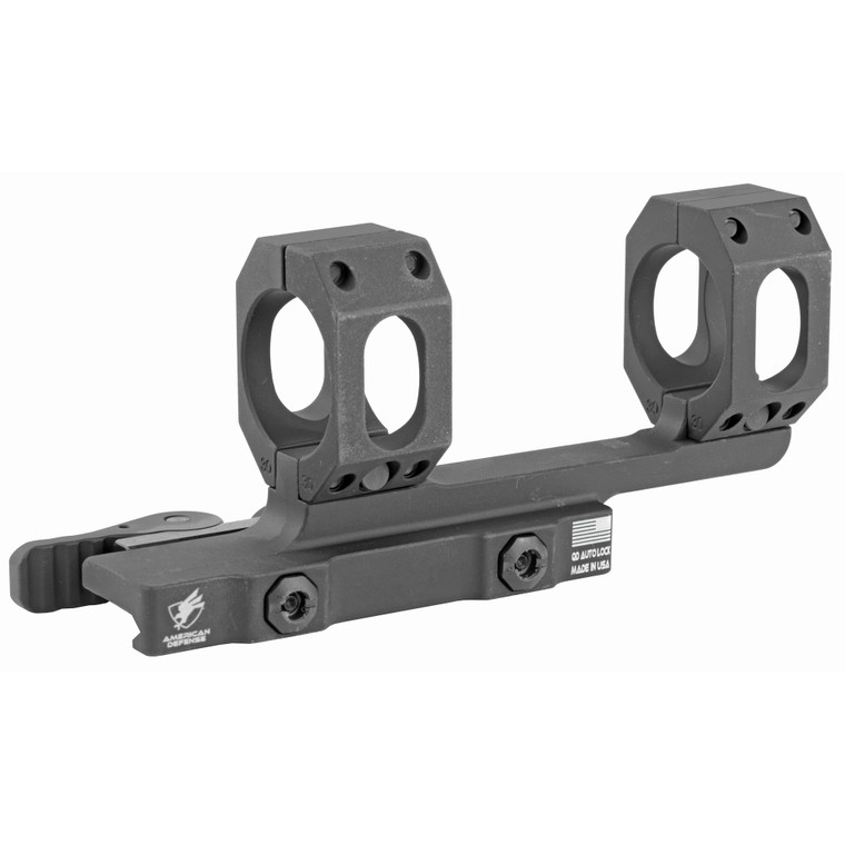 American Defense Mfg., AD-Recon Scope Mount, Dual Quick Detach, Vertical Spit Rings, 2" Offset, 30mm, Standard Height, TAC Aluminum Levers, Black