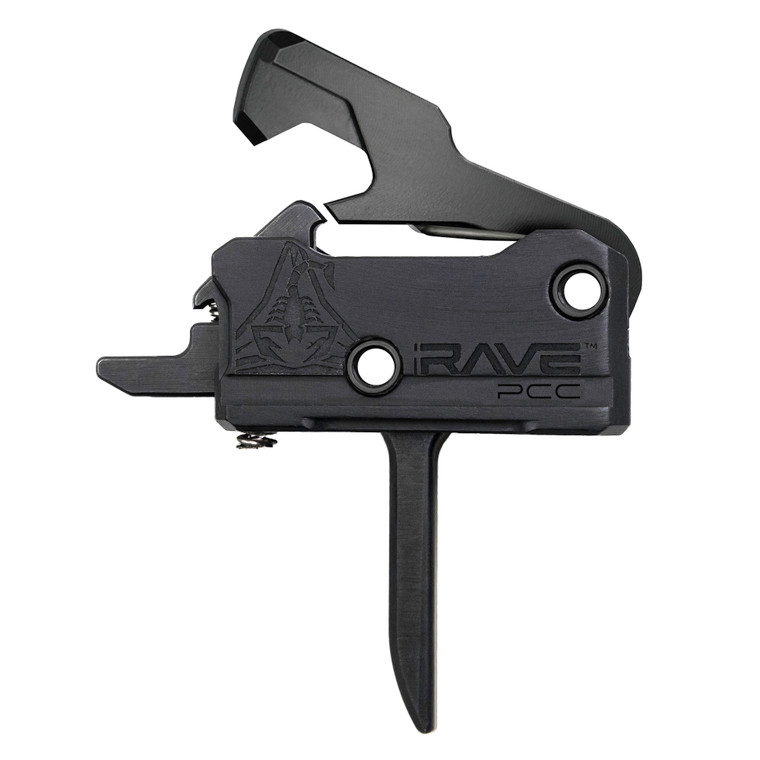 Rise Armament, RAVE-PCC Flat Trigger, Nitride Finish, Black, Includes Anti-Walk Pins