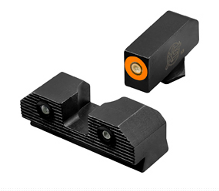 XS Sights, R3D 2.0, Tritium Night Sight, For Glock 43, Orange Front Outline, Green Tritium Front/Rear