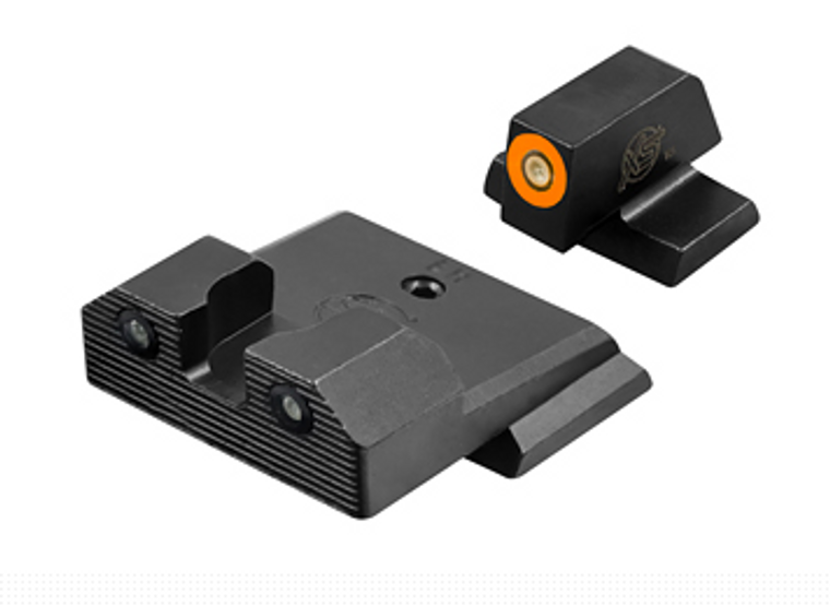 XS Sights, R3D 2.0, Tritium Night Sight, Fits S&W M&P OR Full Size & Compact, Orange Front Outline, Green Tritium Front/Rear