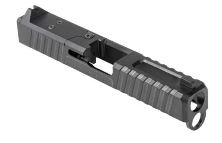 Noveske, DM Slide, DLC Finish, Black, Direct Mount Optics Ready, For Glock 19 Gen 4, Includes Noveske End Plate, Cover Plate w/Rear Sight, Front Sight