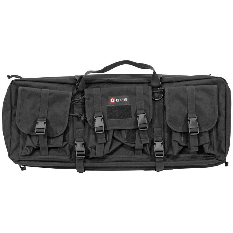 GPS, Tactical Double Rifle Case, Black, 28", 600 Denier Polyester