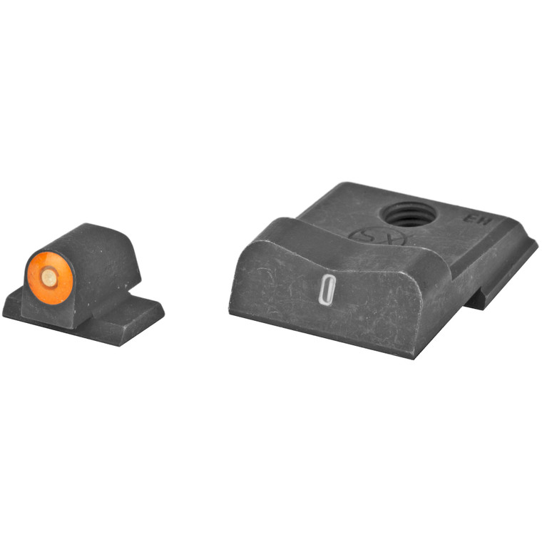 XS Sights, DXT2 Big Dot Tritium Front, White Stripe Express Rear, Fits S&W M&P 9 SHIELD EZ, Green with Orange Outline