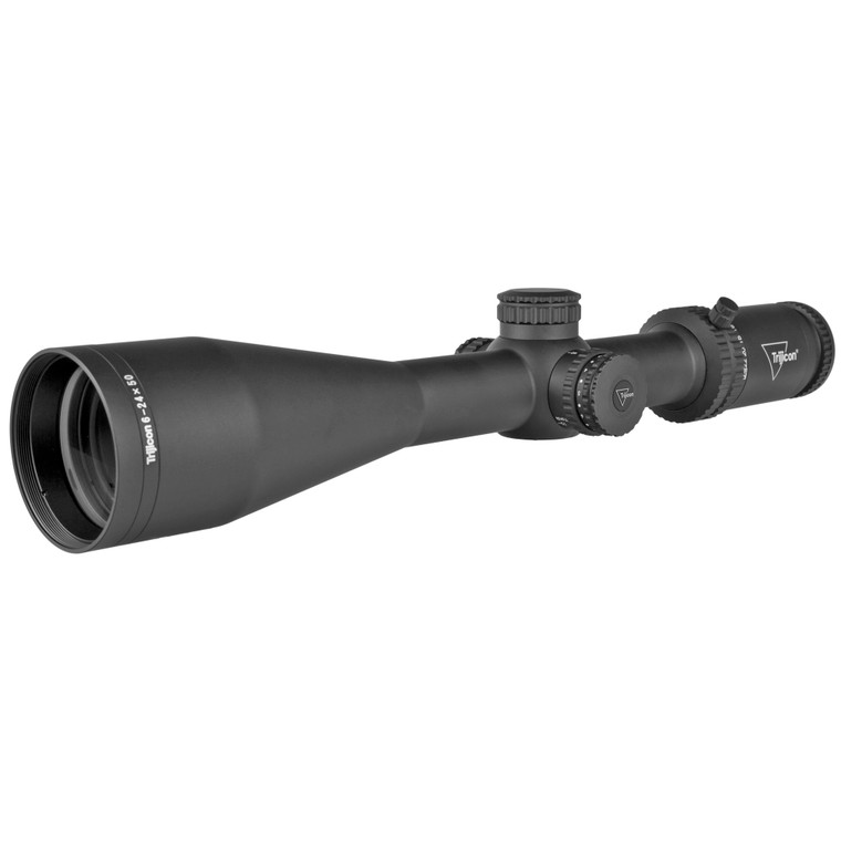Trijicon, Tenmile 6-24x50mm Second Focal Plane Riflescope with Red LED Dot, MRAD Ranging, 30mm Tube, Matte Black, Low Capped Adjusters