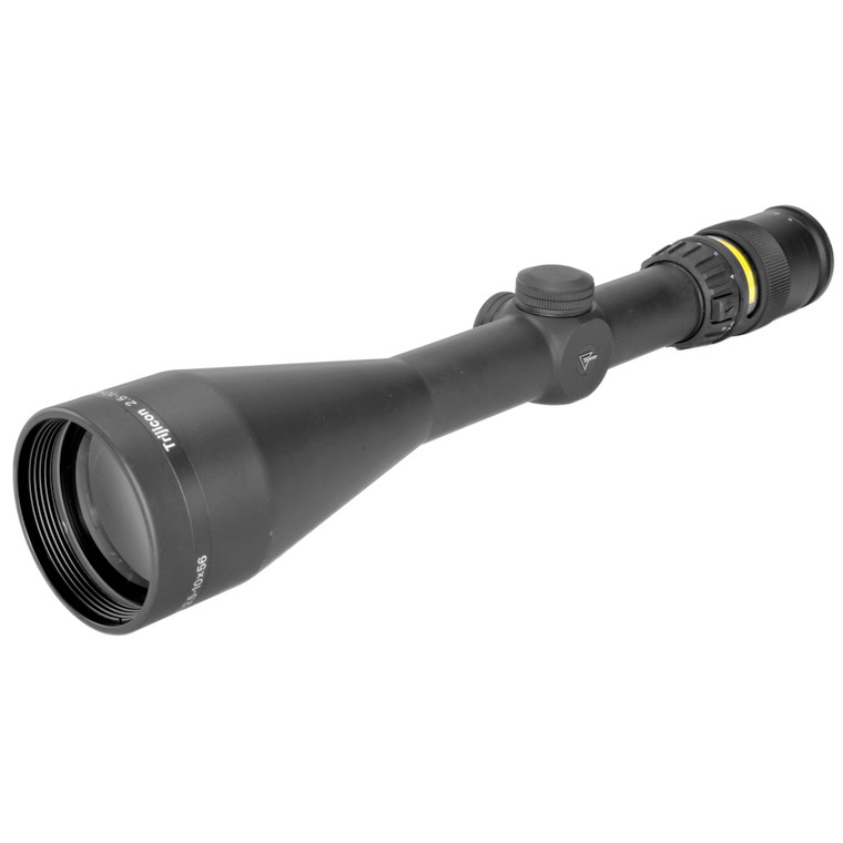 Trijicon, AccuPoint 2.5-10x56mm Riflescope with BAC, Amber Triangle Post Reticle, 30mm Tube, Matte Black, Capped Adjusters