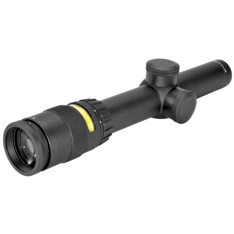 Trijicon, AccuPoint 1-4x24mm Riflescope Standard Duplex Crosshair with Amber Dot, 30mm Tube, Matte Black, Capped Adjusters