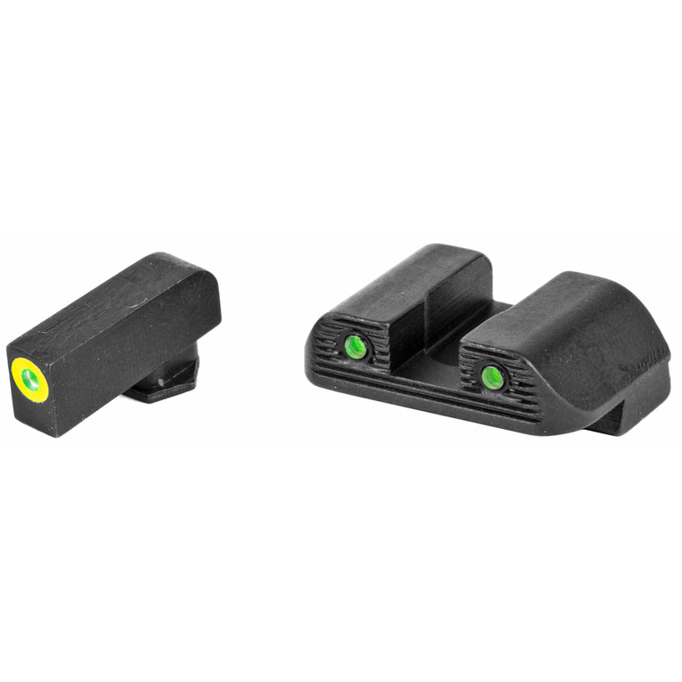 AmeriGlo, Trooper, Sight, Fits Glock 42,43,43X, Green Tritium LumiLime Outline Front, Green Tritium Black Serrated Rear, Front/Rear