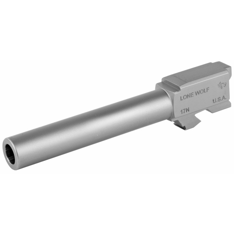 Lone Wolf Distributors, AlphaWolf Barrel, 9MM, 4.49", Matte Stainless Steel Finish, Fits Glock 17