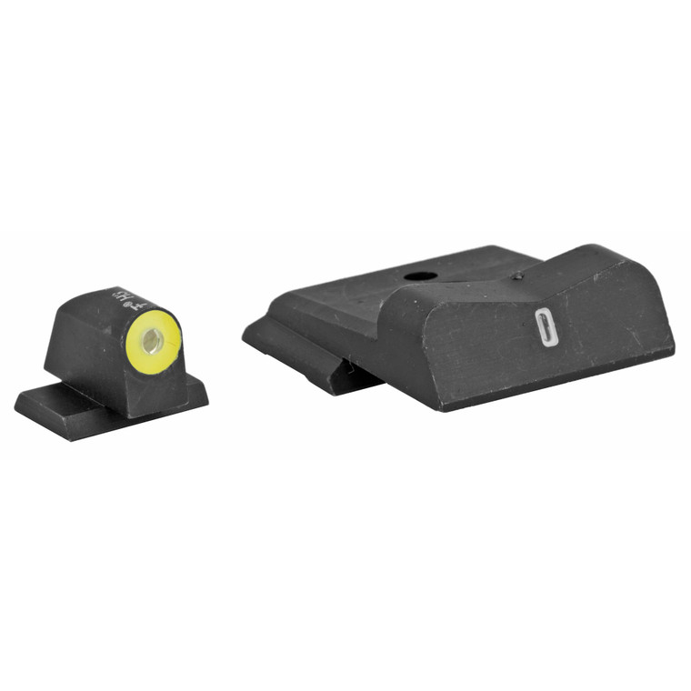 XS Sights, DXT2 Big Dot Tritium Front, White Stripe Express Rear, Fits S&W M&P Full Size and Compact, Green with Yellow Outline