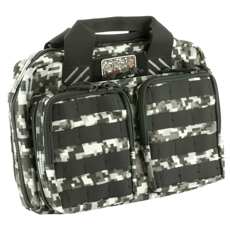 GPS, Tactical Quad Pistol Range Bag, Gray Digital Camo, Soft