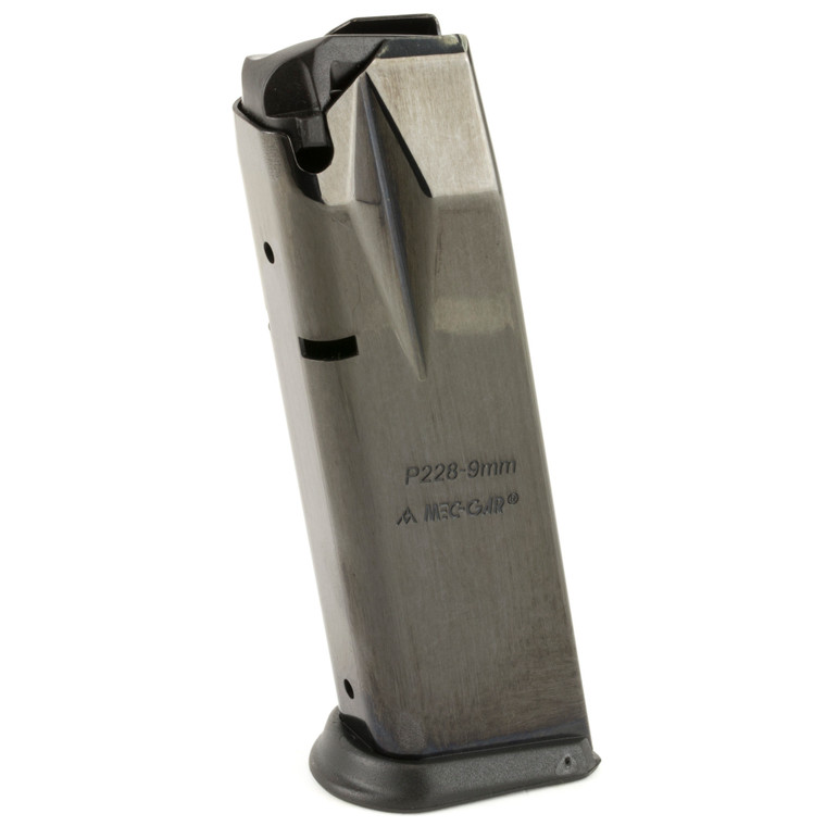 Mecgar, Pistol Magazine, 9MM, 15 Rounds, Fits Sig P228, Blued Finish