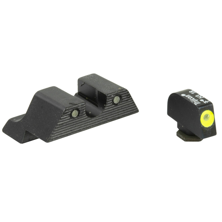 Trijicon, HD XR Night Sight Set, 3 Dot Green Tritium With Yellow Front Outline, Fits Glock 17/19/26/27/33/34