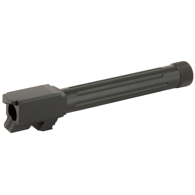 Lone Wolf Distributors, AlphaWolf Barrel, 9MM, Salt Bath Nitride Coated, Threaded/Fluted, 416R Stainless Steel, Conversion to 9mm Stock Length, For Glk 22/31 Gen 1-4