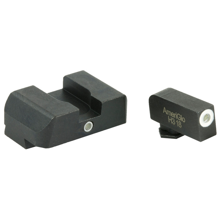 AmeriGlo, I-Dot 2 Dot Sights for Glock 20,21,29,30,31,32,36, Green with White Outline, Front and Rear Sights