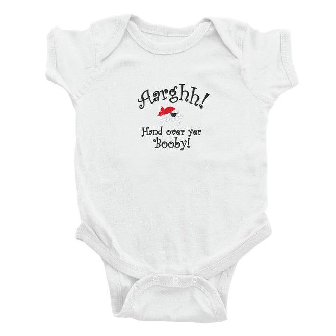 "Hand Over Yer Booby" Infant Baby Rib Onesie White