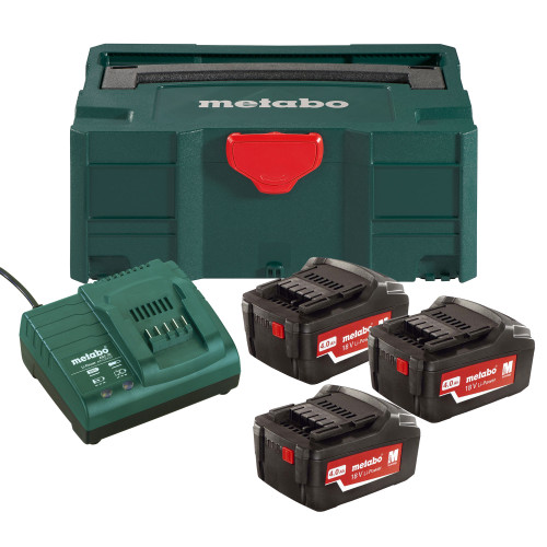 Metabo 6.850630.00 18V Basic Set 3 x 4.0Ah Li-ion Batteries & Charger