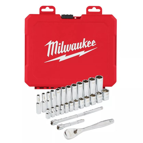 Milwaukee 3/8'' Drive Ratchet & Metric Socket Set - 32pc