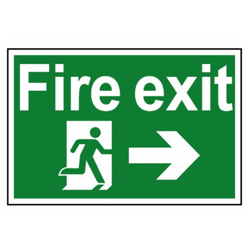 Scan Fire Exit Running Man Arrow Right PVC Sign - 300mm x 200mm