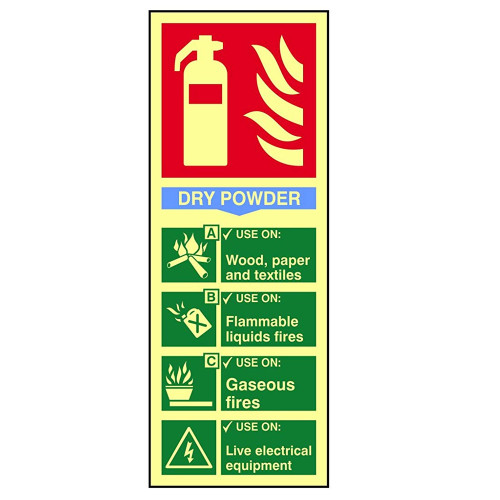 Scan Fire Extinguisher Composite Dry Powder - Photoluminescent PVC Sign 75mm x 200mm