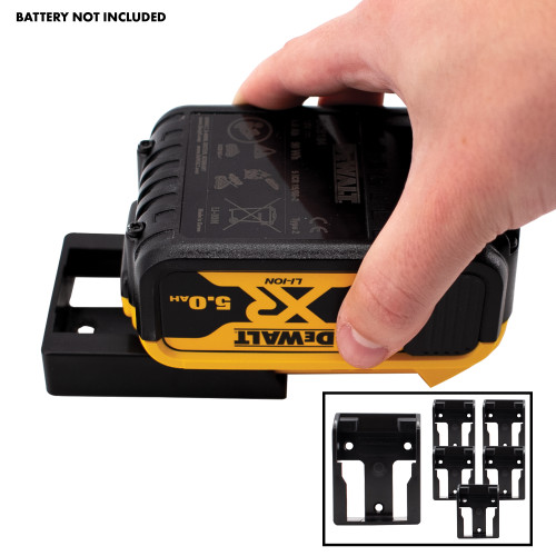 Stealth Mount Battery Holders Suitable for 18V XR & FLEXVOLT Batteries - Black Pack of 6