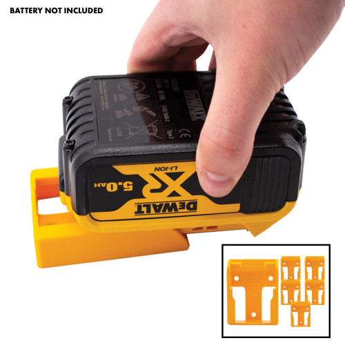 Stealth Mount Battery Holders Suitable for 18V XR & FLEXVOLT Batteries - Yellow Pack of 6