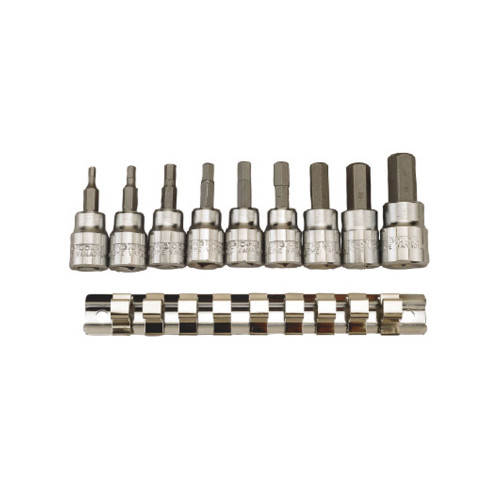 Teng Tools 3/8'' Drive Hex Bit Metric Socket 9 Piece Set on Clip Rail