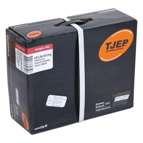 Tjep 50 x 2.8mm 34° Ring Shank Hot Dip Galv Nails - Box of 6000