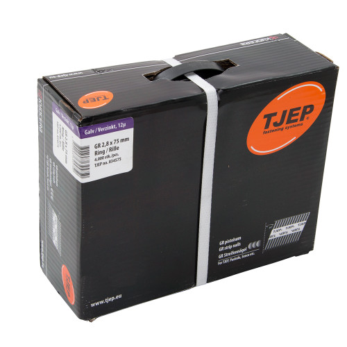 Tjep 75 x 2.8mm 34° Ring Shank Galv Nails - Box of 4000