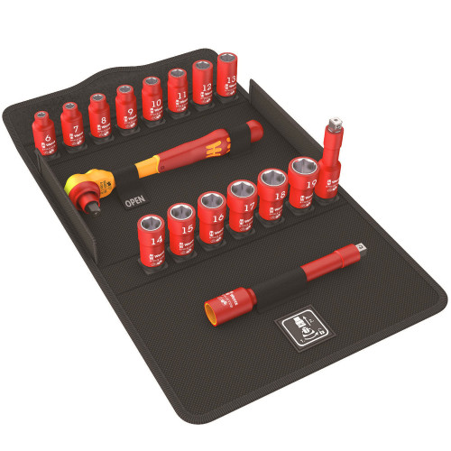 Wera 8100SB Zyklop VDE 1 Socket Set 3/8'' Drive Metric