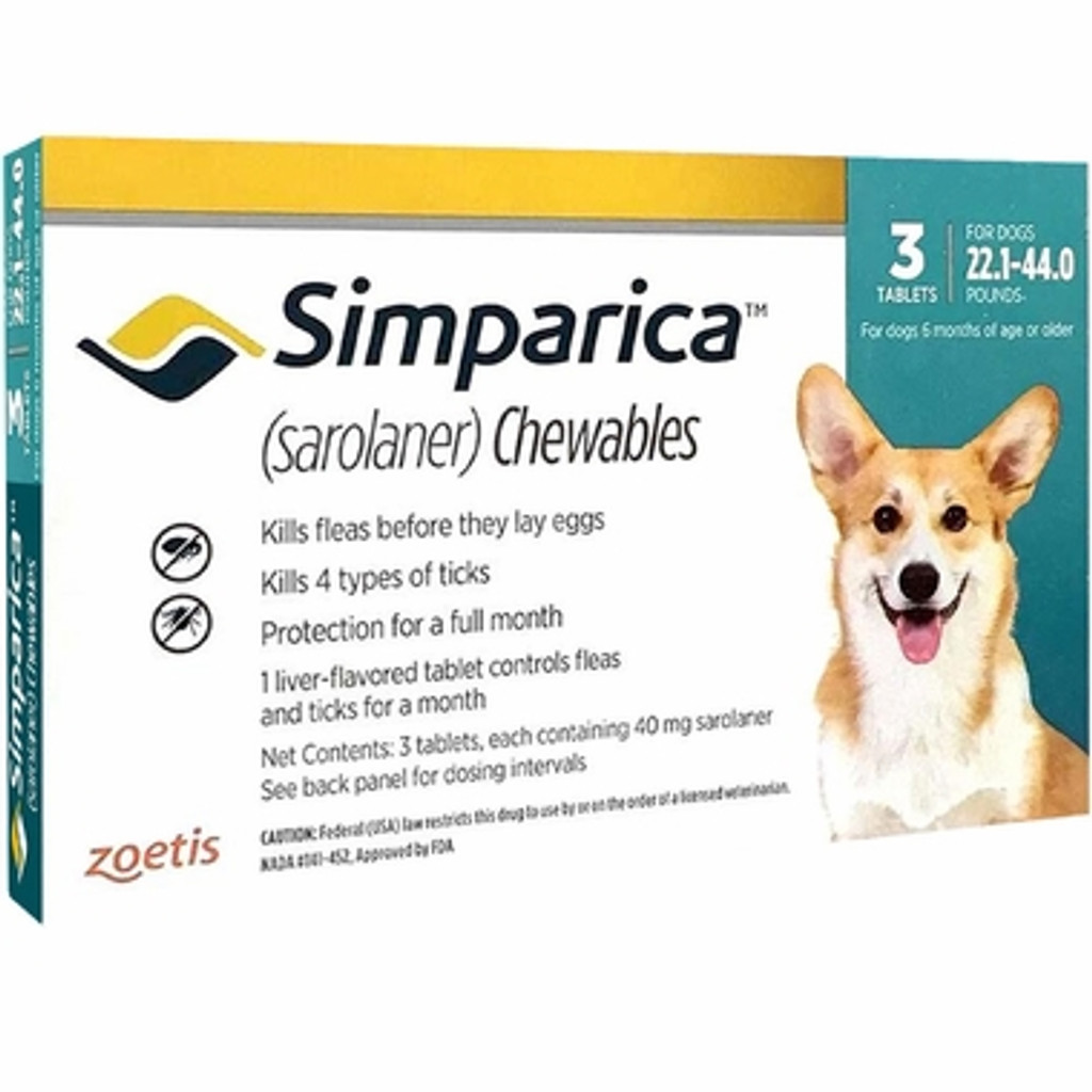 Simparica Chews for Dogs 22-44 lbs (10.1-20 kg) - Blue 3 Chews